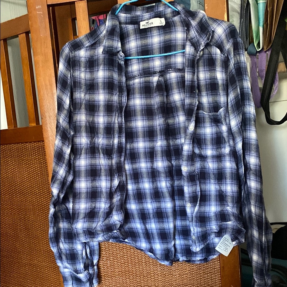 Hollister Blue Plaid Button-Up Shirt